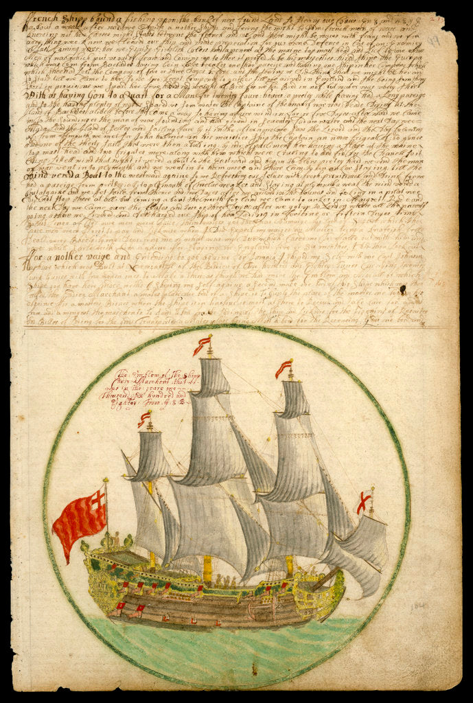 Detail of The 'Cadiz Merchant' under way, 1682 by Edward Barlow