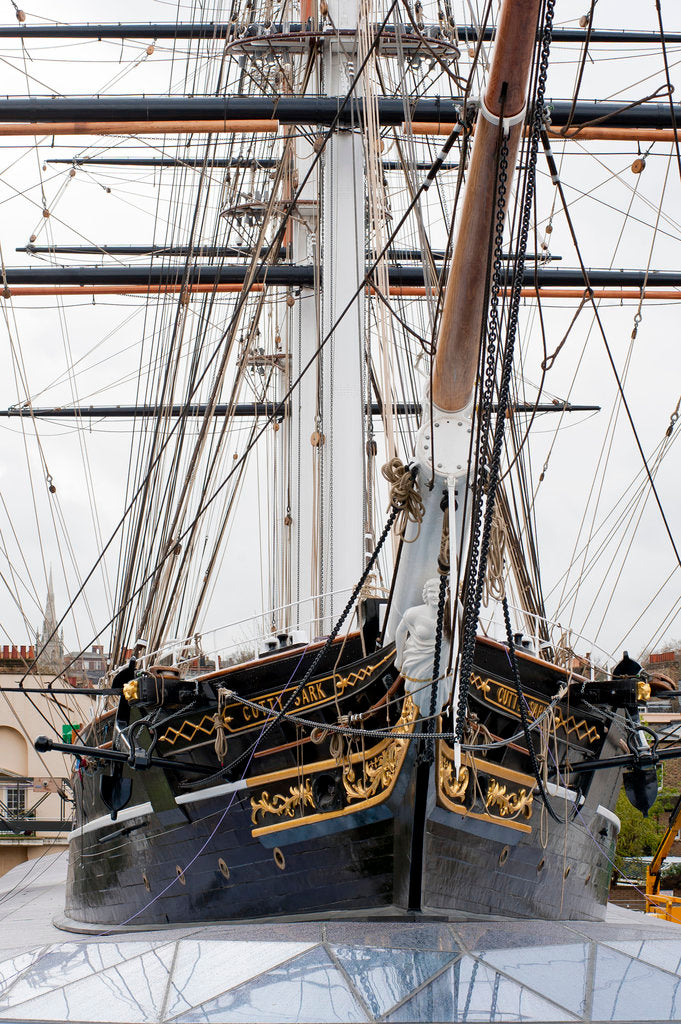 Detail of Refurbished clipper 'Cutty Sark' (1869), re-opened 25 April 2012 by National Maritime Museum