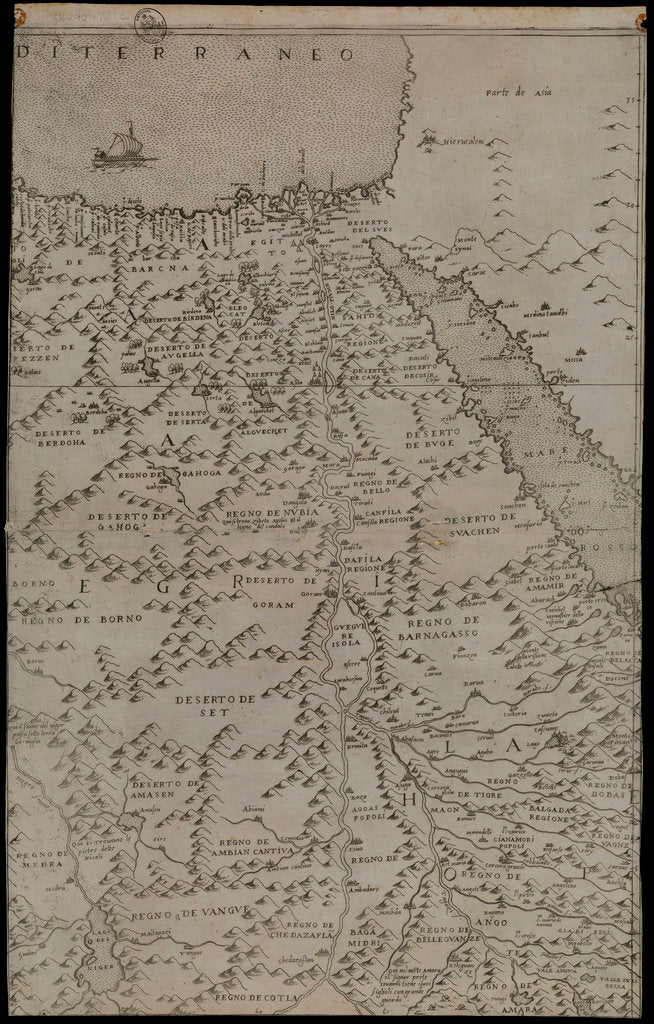 Detail of Map of Africa, 1564 - 1 of 8 sheets by Giacomo Gastaldi