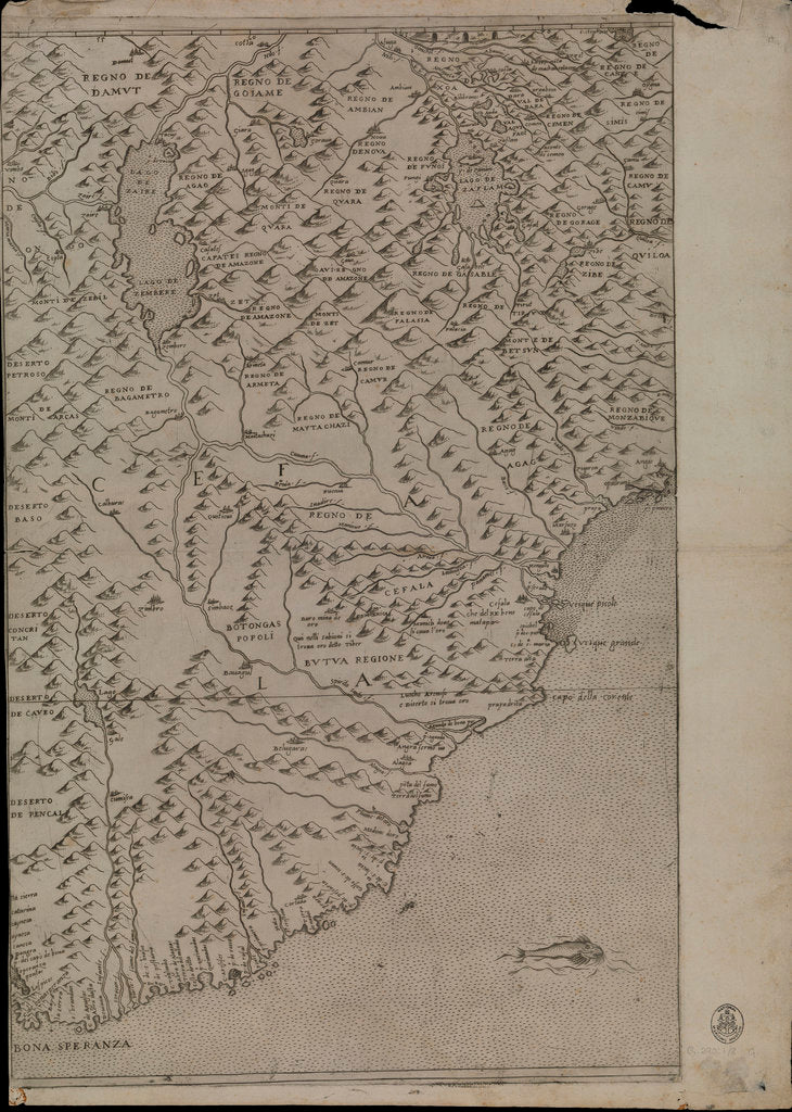 Detail of Map of Africa, 1564 - 1 of 8 sheets by Giacomo Gastaldi