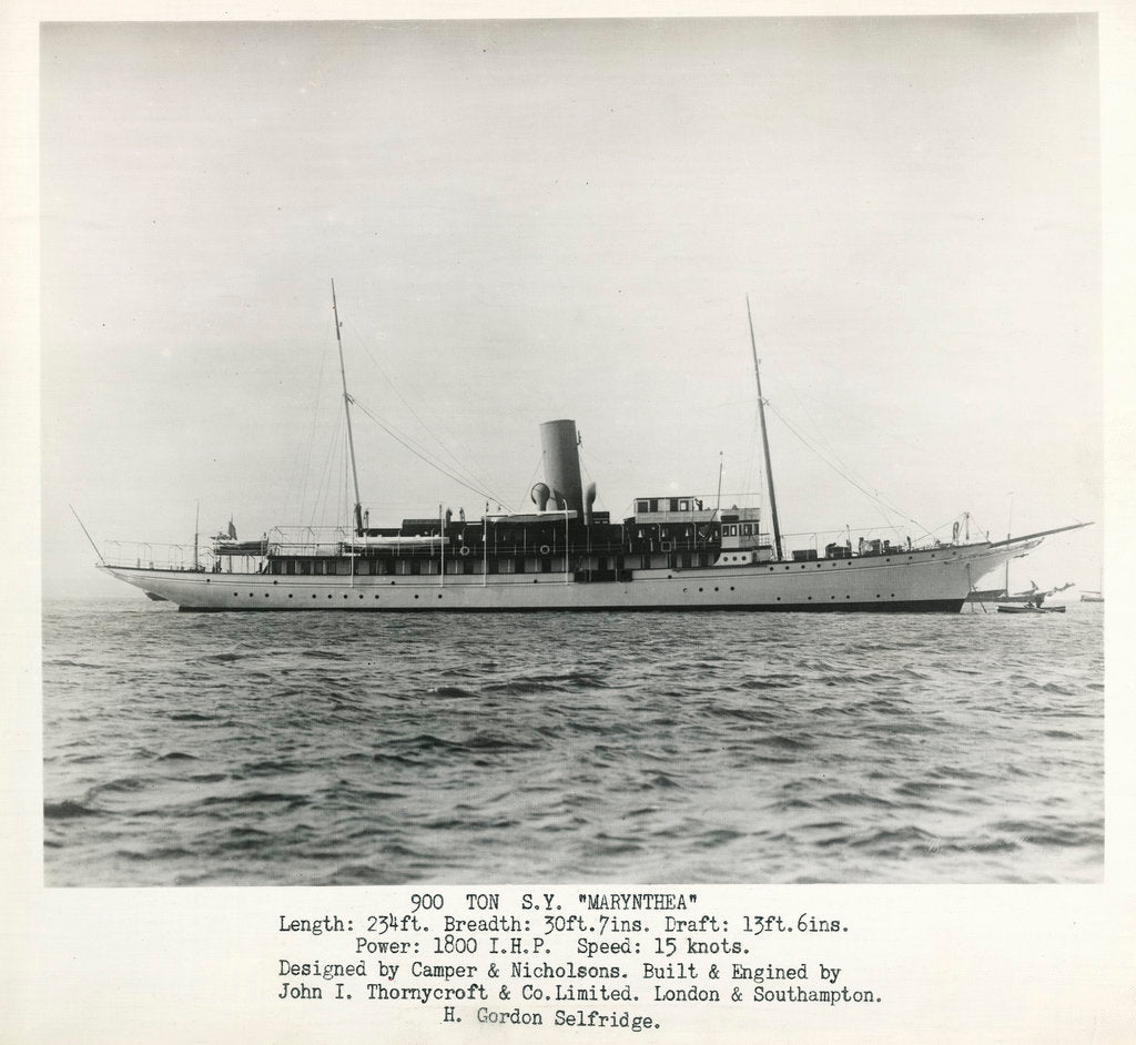 Detail of Photograph of S.Y Marynthea (1911) by H Gordon Selfridge