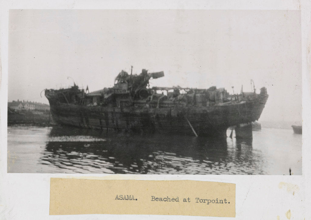 Detail of HMT 'Asama', portside near beam view slightly aft of midships by Lieutenant Commander P. F. Flett OBE