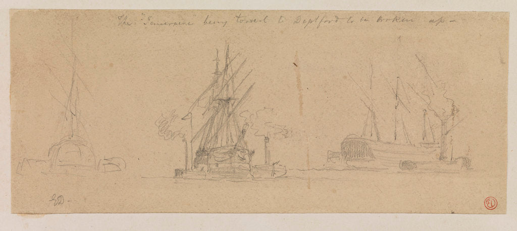 Detail of The Temeraire being towed to Deptford to be broken up by Edward Duncan