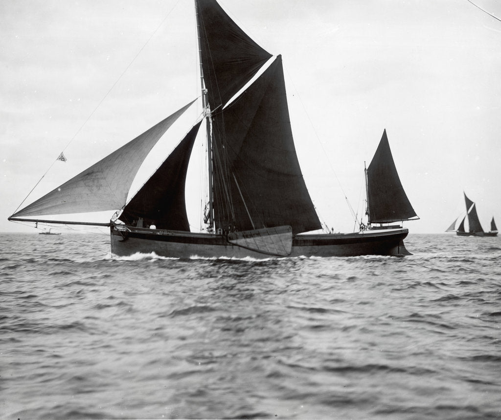 Detail of The spritsail barge 'Majestic' (1894) by F. C. Gould & Son