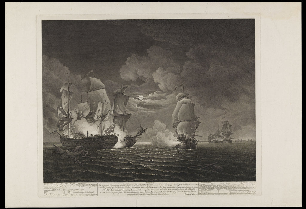 Detail of A memorable engagement of Captain Pearson of the 'Serapis' with Paul Jones of the 'Bonhomme Richard' & his squadron, September 23 1779 by James Fittler