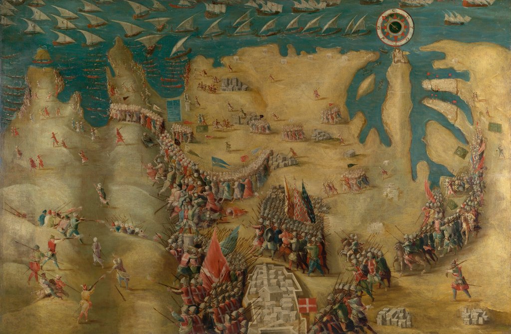 Detail of The Siege of Malta: Flight of the Turks, 13 September 1565 by Matteo Perez d'Aleccio