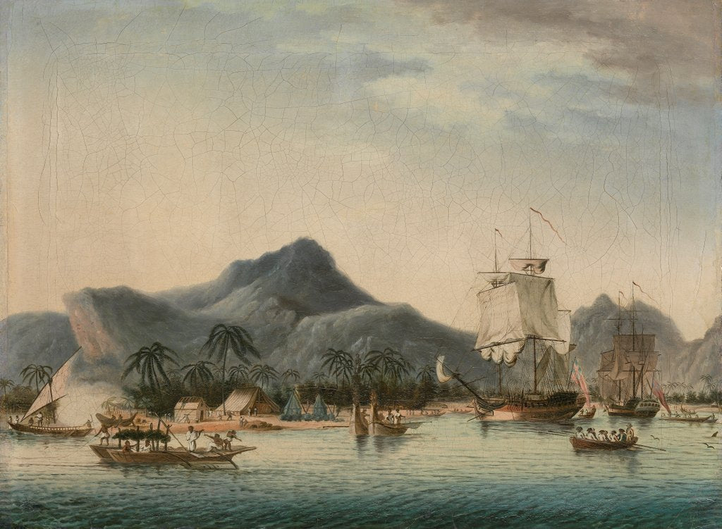 Detail of The 'Resolution' and 'Discovery' off Hawaii by John Cleveley