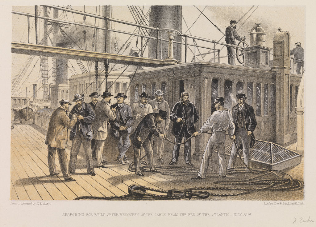 Detail of Searching for fault after recovery of the cable from the bed of the Atlantic - July 31st by Robert Dudley
