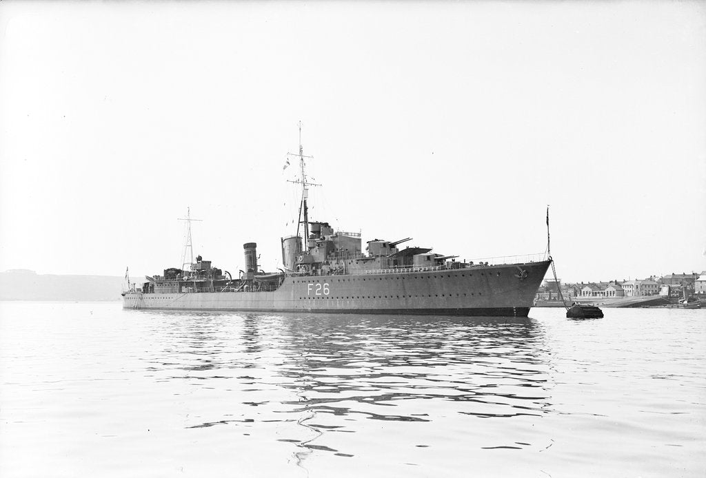 Detail of Destroyer HMS 'Matabele' (1937), moored in the Hamoaze near the Torpoint Ferry by Anonymous