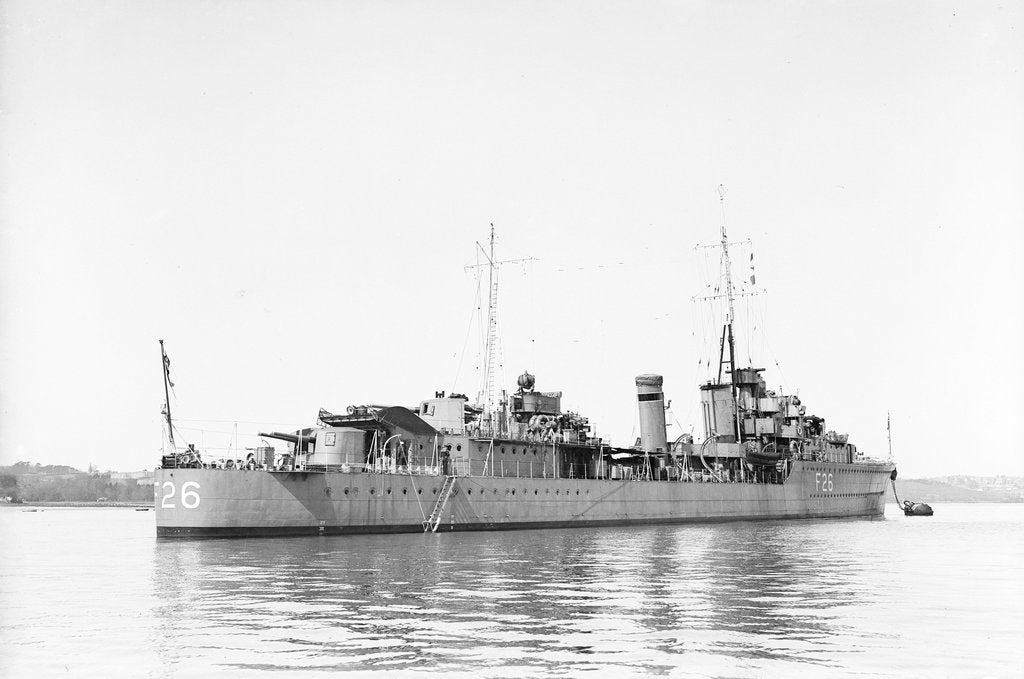 Detail of Destroyer HMS 'Matabele' (1937), moored in the Hamoaze near the Torpoint Ferry by Anonymous