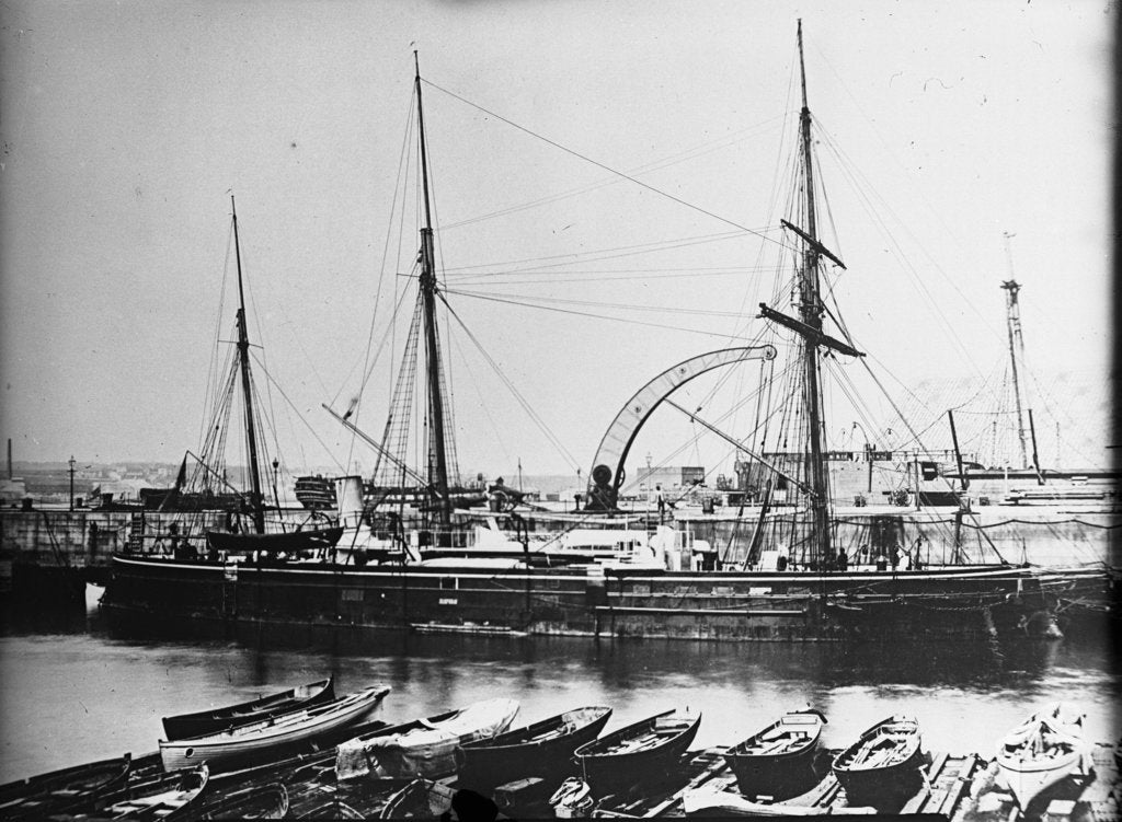 Detail of A starboard bow view of 'Waterwitch' (1865) by unknown