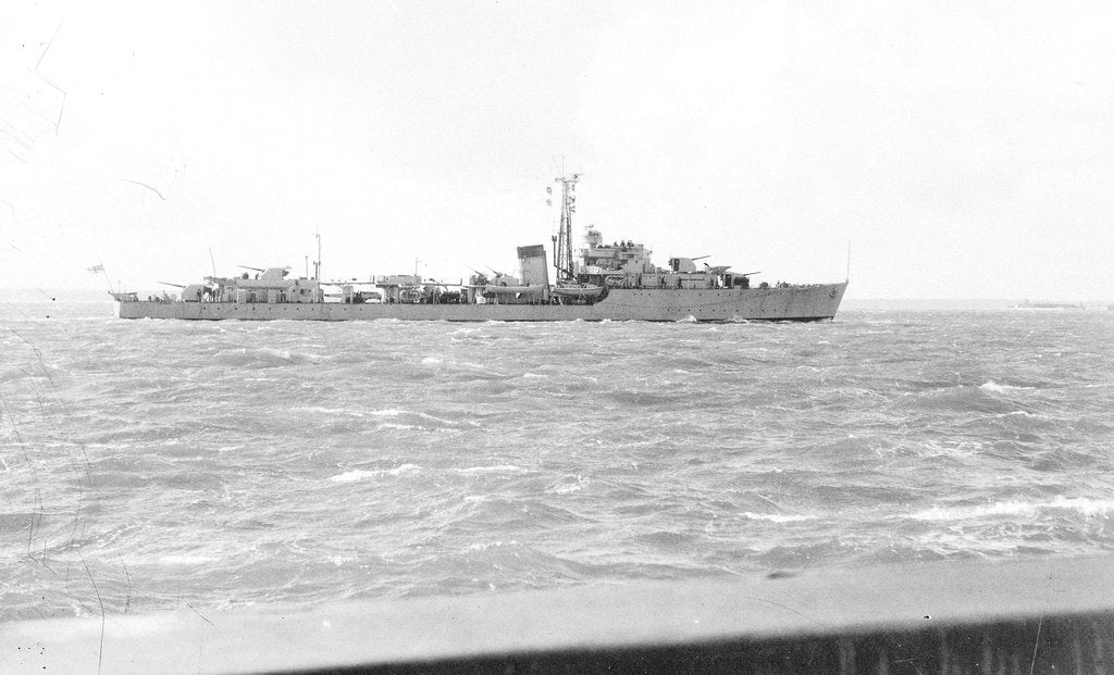 Detail of Destroyer HMS 'Wizard' (1943), under way by Anonymous