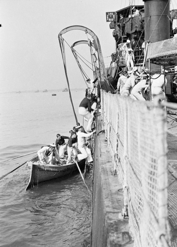 Detail of HMS 'Laforey' (1913), looking forward along the port side from amidships by unknown