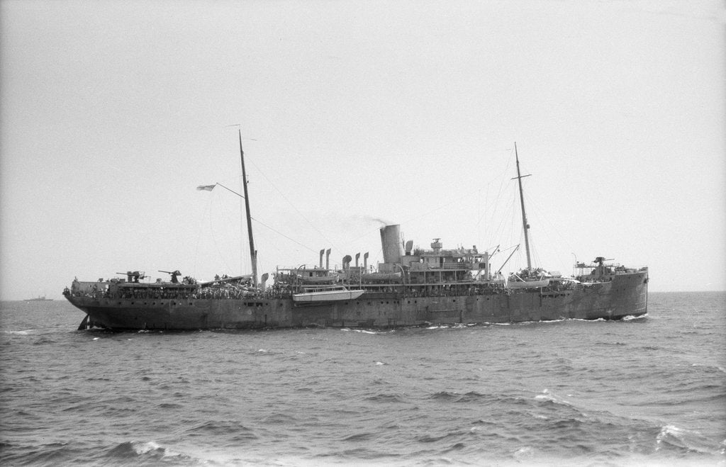 Detail of Armed boarding vessel HMS 'Chakdina' (1914)  under way en route Aden to Assab with the 15th Punjab Regiment on board by unknown