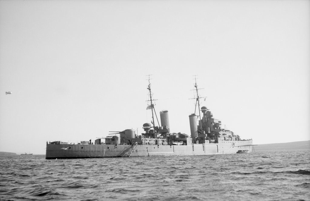 Detail of Light cruiser HMS 'Dido' (1939) anchored in Scapa Flow by unknown