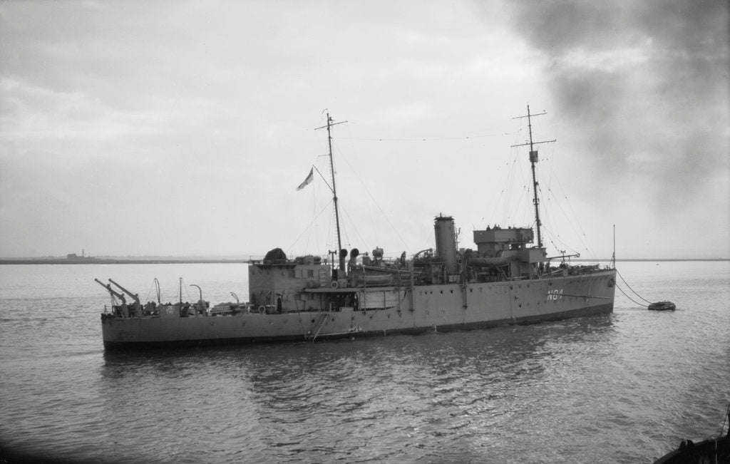 Detail of HMS 'Franklin' (Br, 1937), moored at Sheerness after the outbreak of war by unknown
