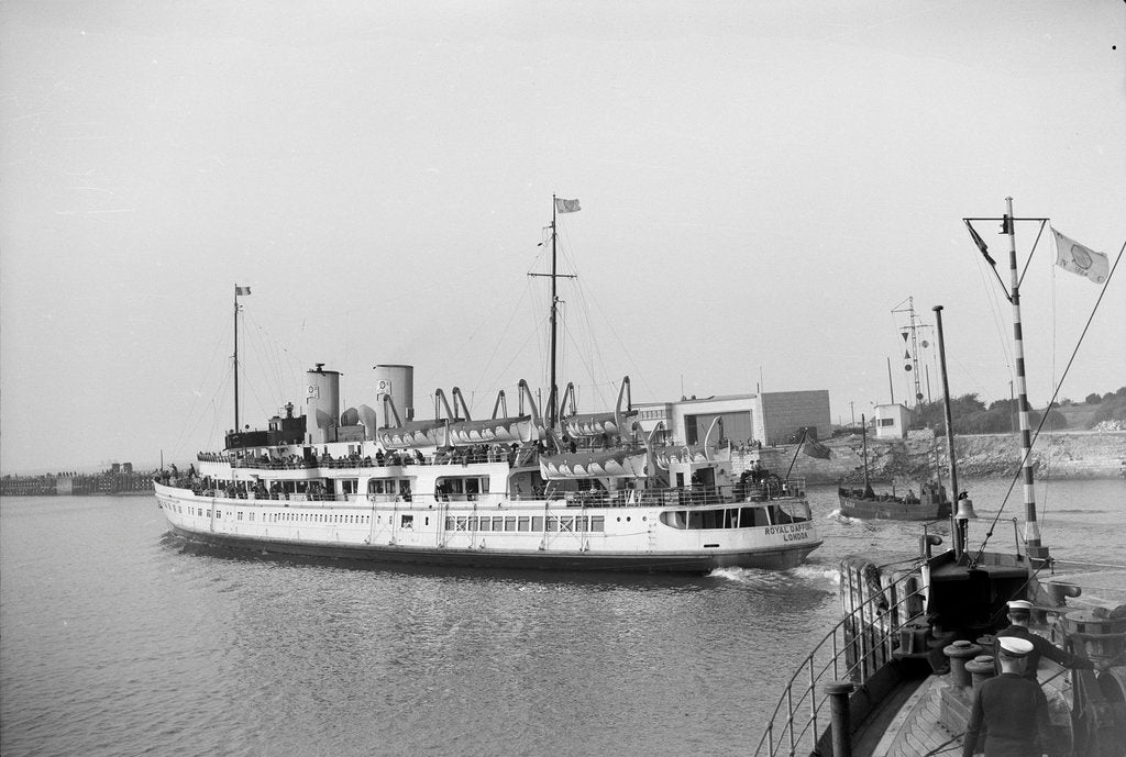 Detail of 'Royal Daffodil' (Br, 1939) under way at Boulogne, bound out by unknown