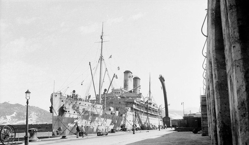 Detail of Armed merchant cruiser 'Orama' (1911) in drydock at Simonstown, 1917 by Engineer-Lieutenant W.G. Turner