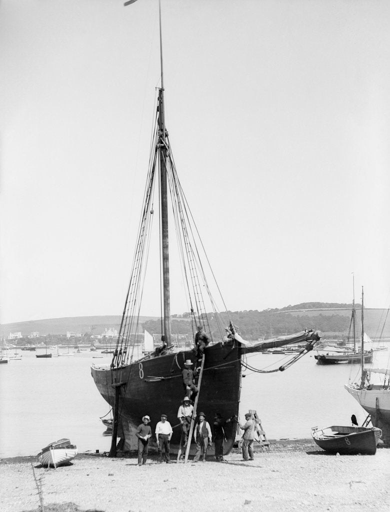 Detail of Pilot No. 8, the 'Vincent' (Br, 1852) on the beach at Falmouth by unknown