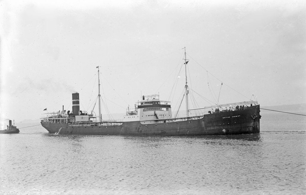 Detail of 'British Chemist' (Br, 1925) under tow arriving at Swansea by unknown