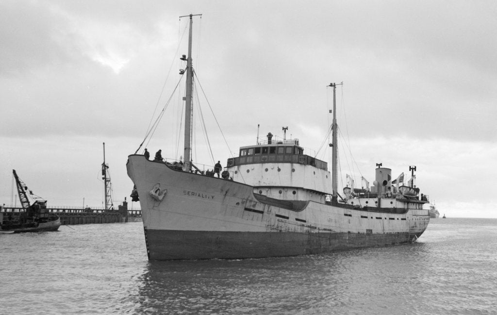 Detail of Photograph of general cargo vessel 'Seriality' (1952) under way at Swansea, bound in. December 1958 by unknown