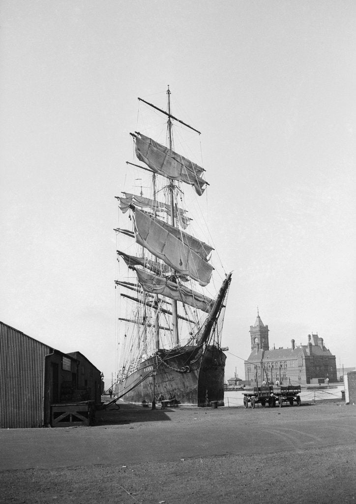 Detail of Journey's End: drying sail waiting to be docked by Alan Villiers