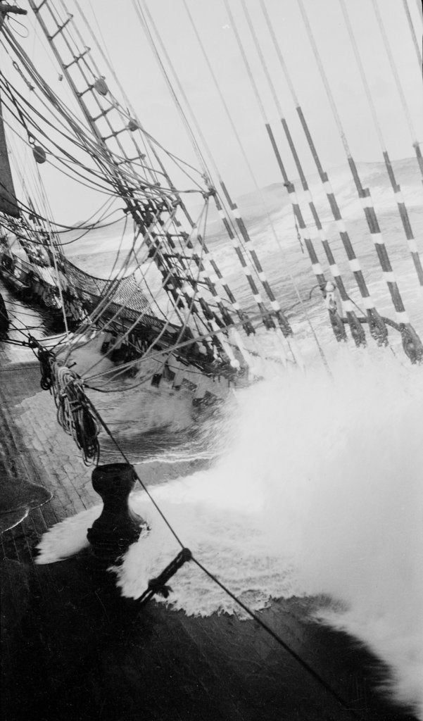 Detail of Under sail in heavy weather by Alan Villiers