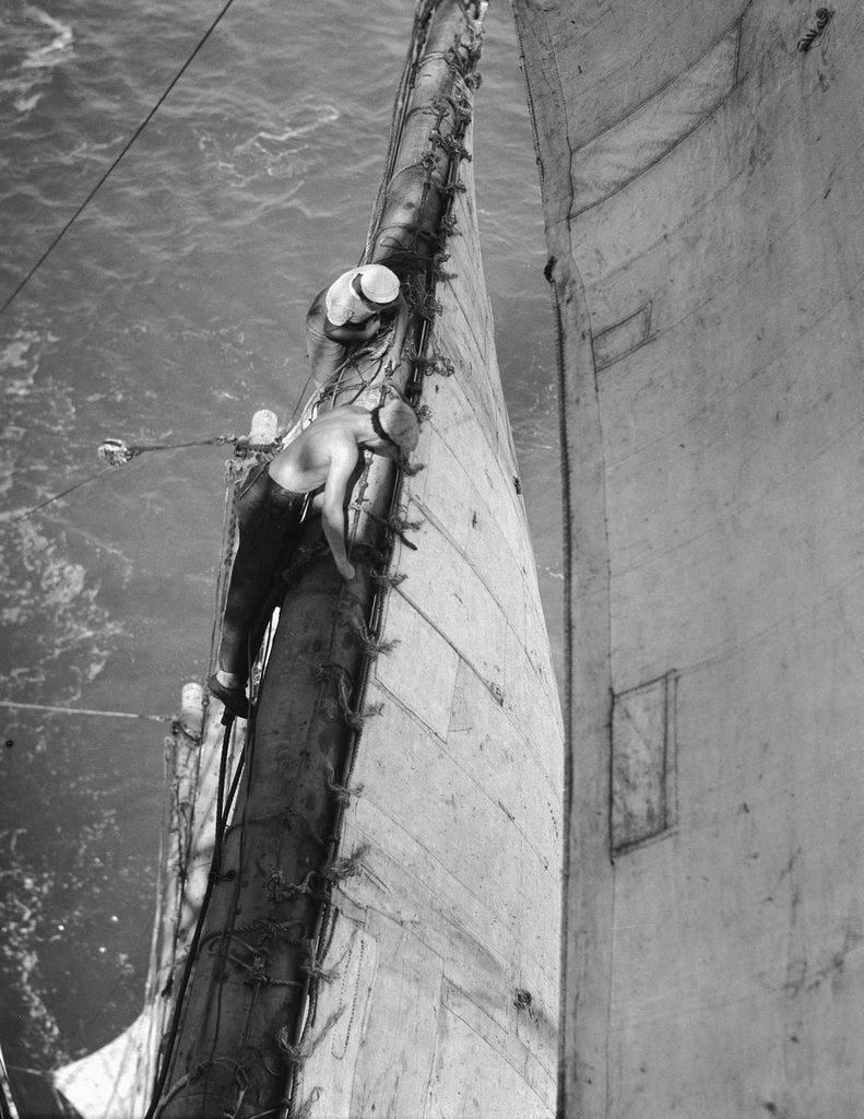 Detail of Sail and shadow by Alan Villiers