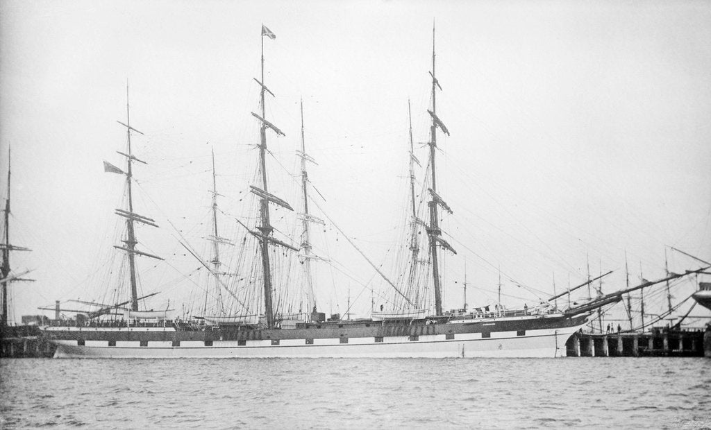 Detail of The 'Harbinger' (Br, 1876) at quayside by unknown
