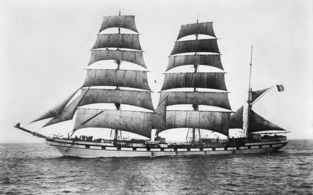 Detail of 'Jeanne D'arc' (Fr, 1901) under sail by unknown