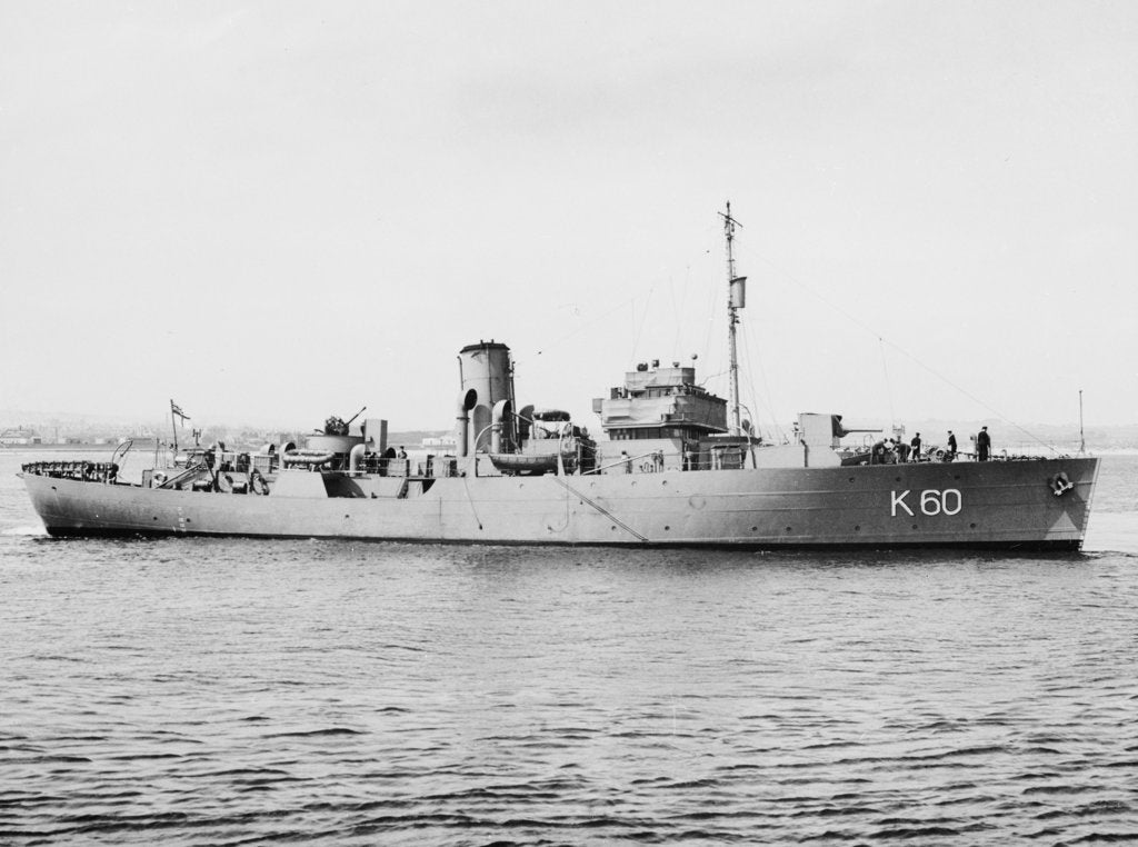 Detail of Flower-class corvette, HMS 'Lavender', off Aberdeen Beach by unknown