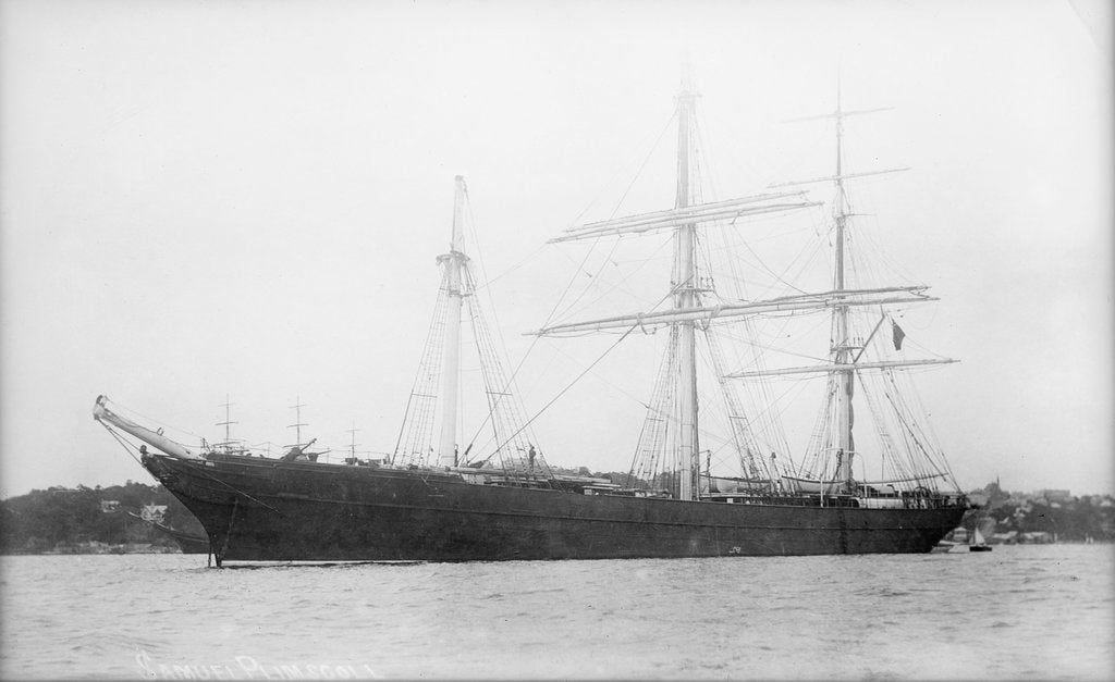 Detail of 'Samuel Plimsoll' (Br, 1873) at anchor by unknown