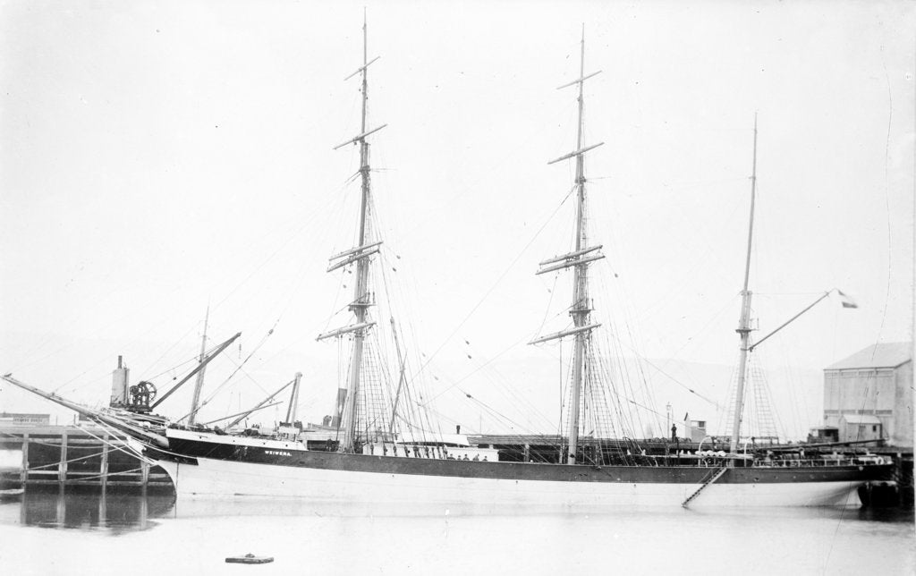 Detail of Photograph of the 3 masted barque 'Weiwera' (1870) in 1889-1905 by unknown