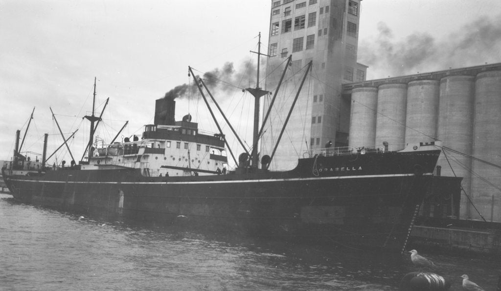 Detail of 'Corabella' (Br, 1937), at quayside by unknown