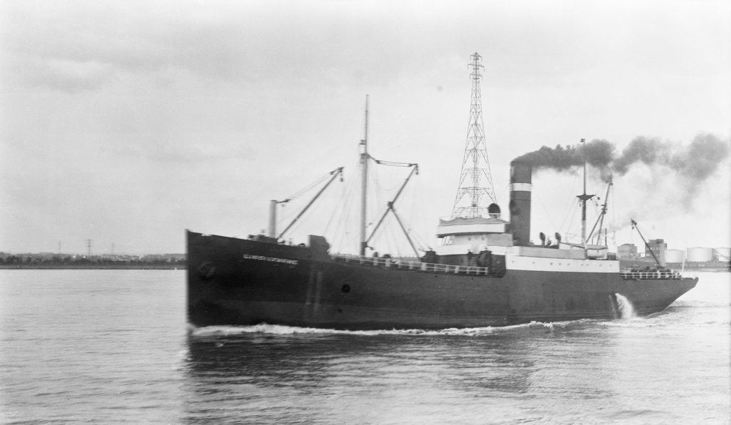 Detail of General cargo short sea vessel 'Lindisfarne' (Br, 1925) Tyne-Tees Steam Shipping Co Ltd, under way in the Thames by unknown