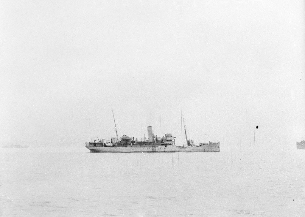 Detail of 'Accrington' (1910) at anchor as a convoy rescue ship, distant by unknown