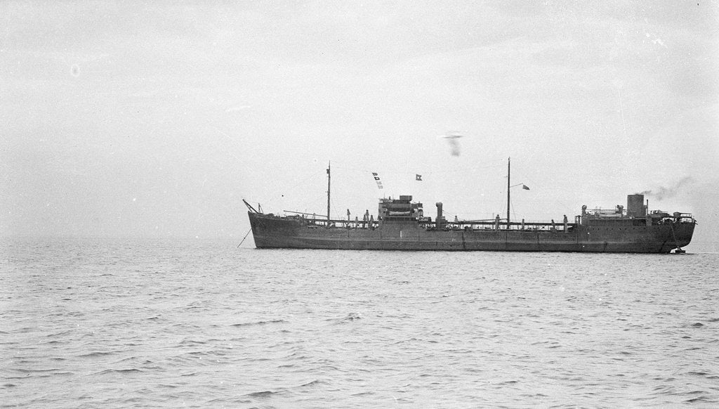 Detail of Photograph of the tanker 'Athelvictor' (1941) at anchor by unknown