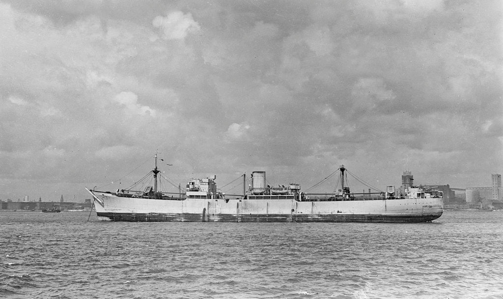 Detail of The 'Catrine' (Br, 1940) anchored in the River Mersey by unknown
