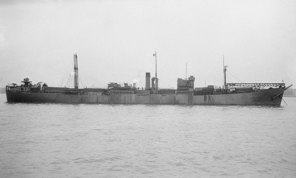 Detail of 'Empire Heath' (Br, 1941), at anchor by unknown