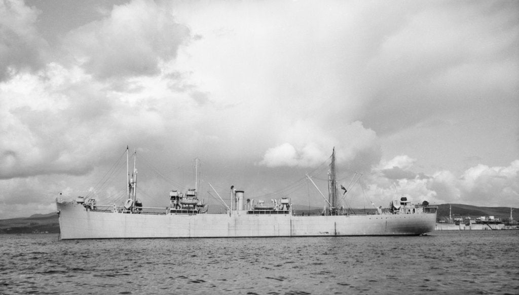 Detail of 'Empire Outpost' (Br, 1943) at anchor in the Clyde anchorage by unknown