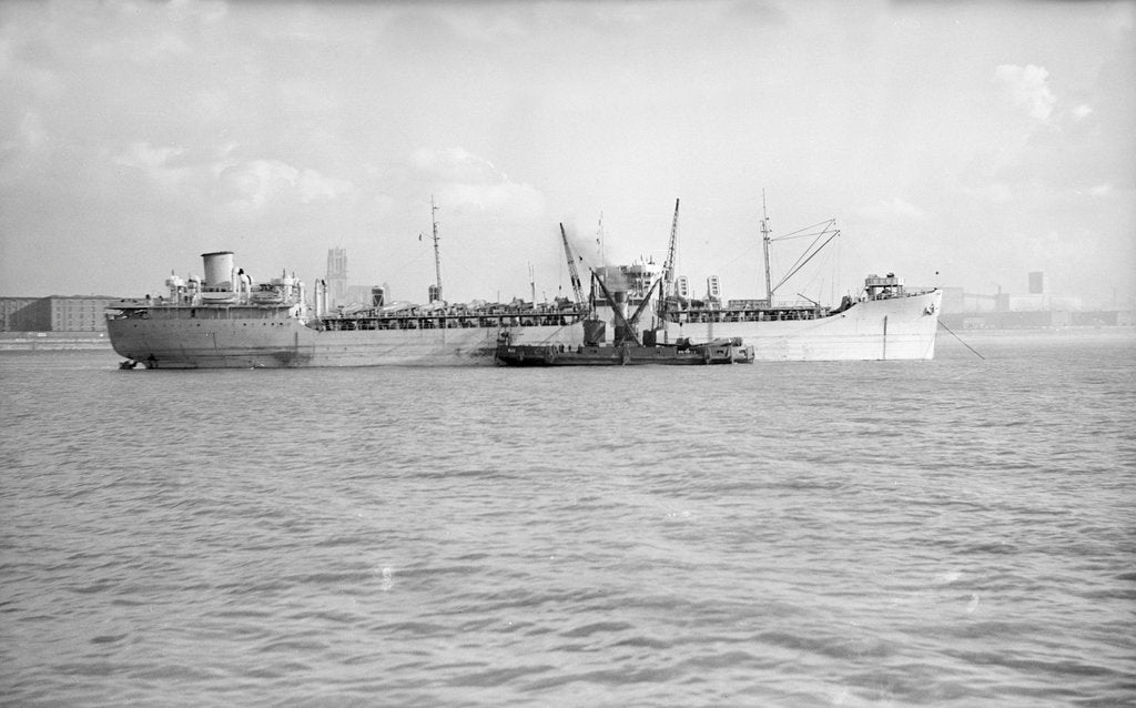 Detail of 'Nordahl Grieg' (No, 1944) at anchor in the River Mersey by unknown