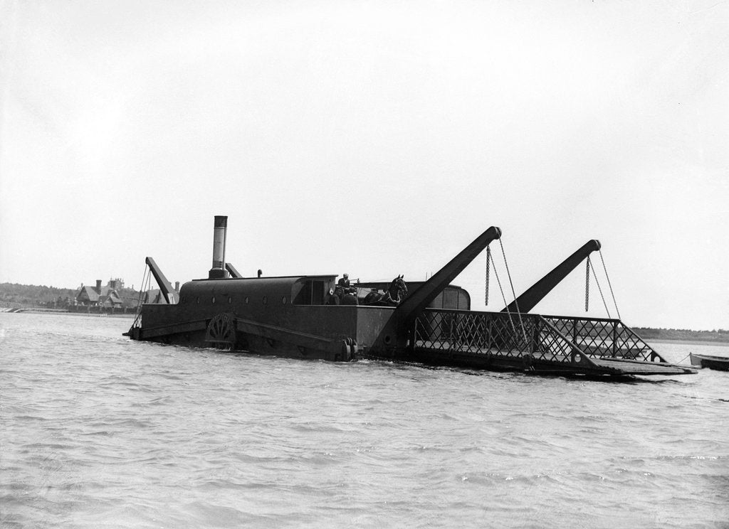 Detail of The steam chain ferry 'The Lady Beatrice' (1894) crossing the River Deben from Felixstowe to Bawdsey by Smiths Suitall Ltd.