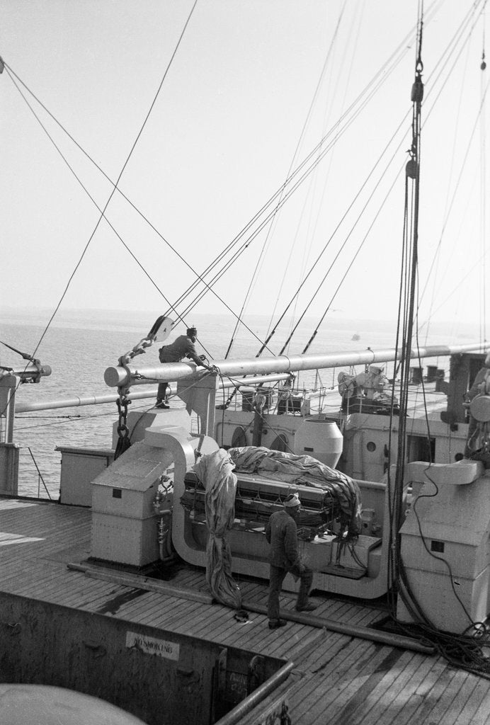 Detail of Deck view of passenger/cargo liner 'Corfu' (Br, 1931), Peninsular & Oriental Steam Navigation Co. by unknown