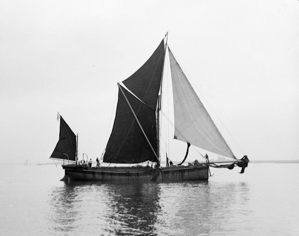 Detail of 'Phoenician' (Br, 1922) spritsail barge, under sail during Thamse barge race by unknown