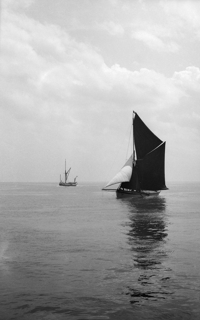 Detail of 'Sara' (Br, 1902) under sail during Thames barge race by unknown