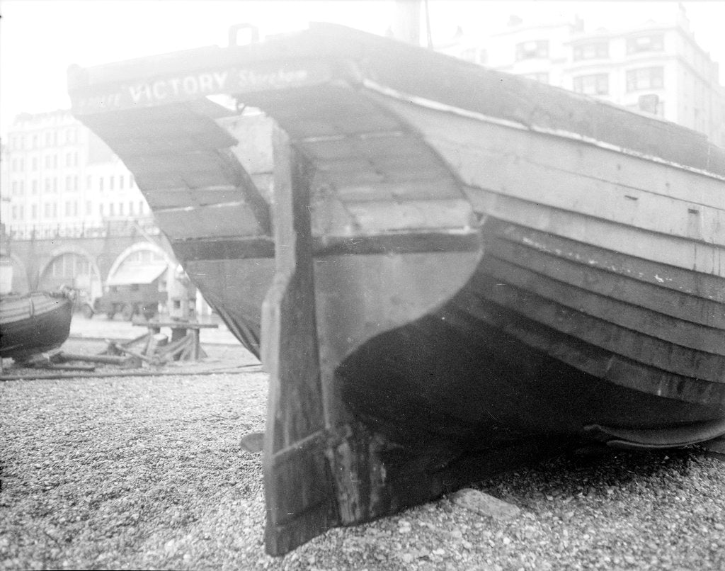 Detail of The 'Victory' laid up on Brighton beach by unknown
