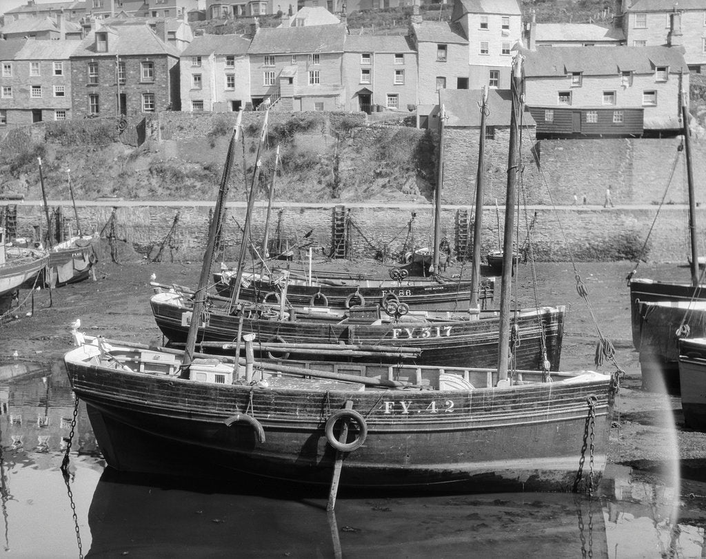 Detail of 'Jane' Mevagissey lugger, dried out in Mevagissy harbour by unknown