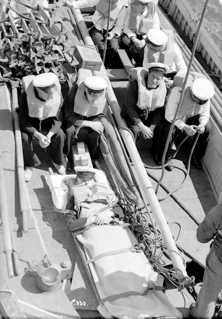 Detail of Lifeboat drills aboard the 'Orion' by Marine Photo Service