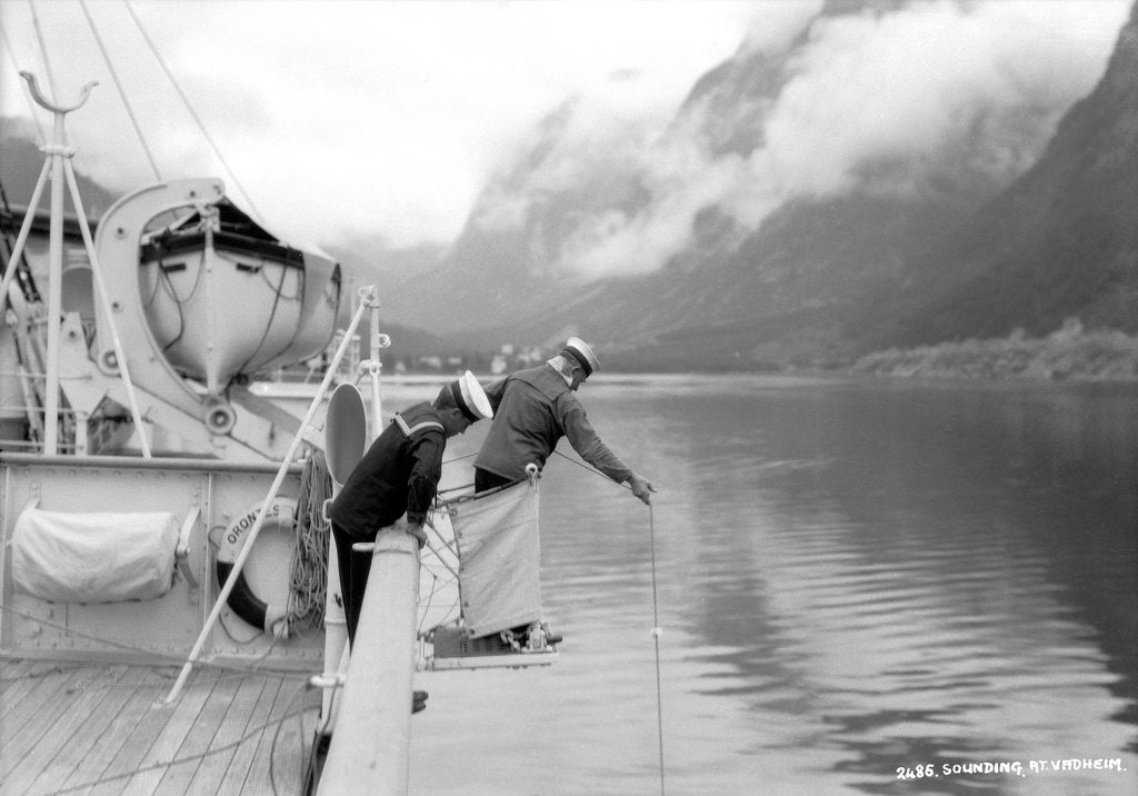 Detail of Taking a sounding on the 'Orontes' by Marine Photo Service