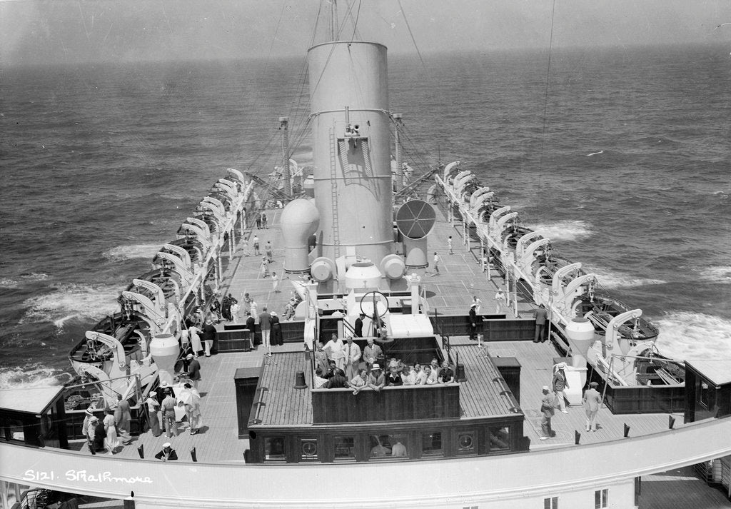 Detail of 'Strathmore' looking aft from the foremast by Marine Photo Service